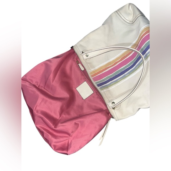 Coach Poppy 19615 Placed Legacy Stripe Tote! VINTAGE AND RARE🔥 canvas/leather - Picture 13 of 15